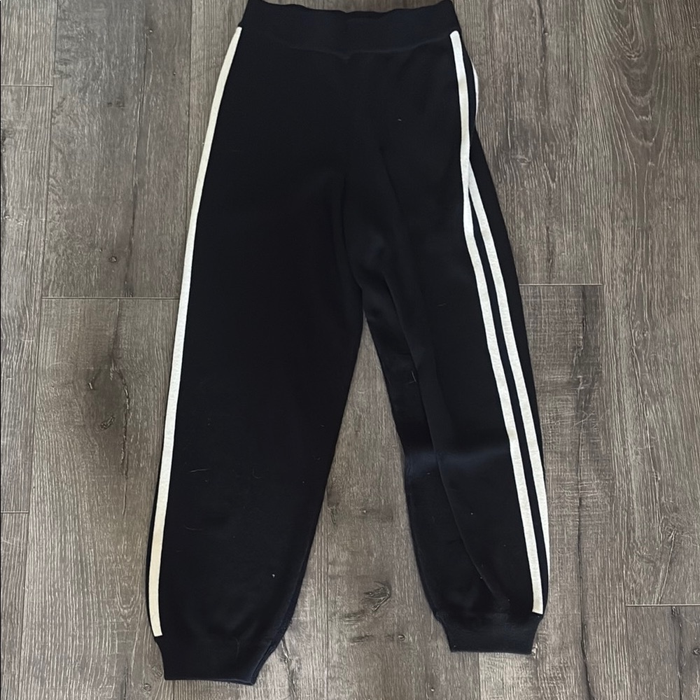 Black Knit Jogger Pants with White Side Stripes - Juniors Size Large